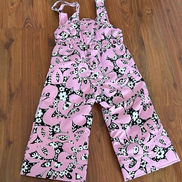 NWOT Obermeyer girls pink and black ski pants jumpsuit size 2 bib pant - Picture 5 of 7